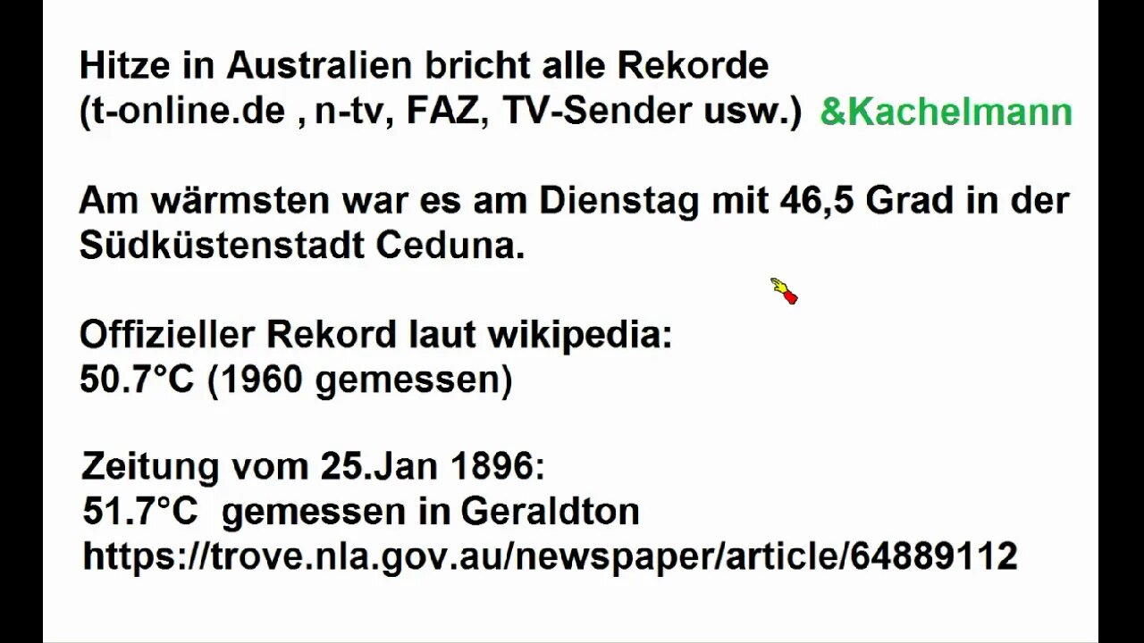 Kurzvideo zur aktuellen Rekordhitze in Australien