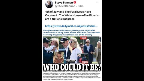 White House Evacuated After Hunter's Cocaine Stash Found on Premises 7-5-23 Salty Cracker