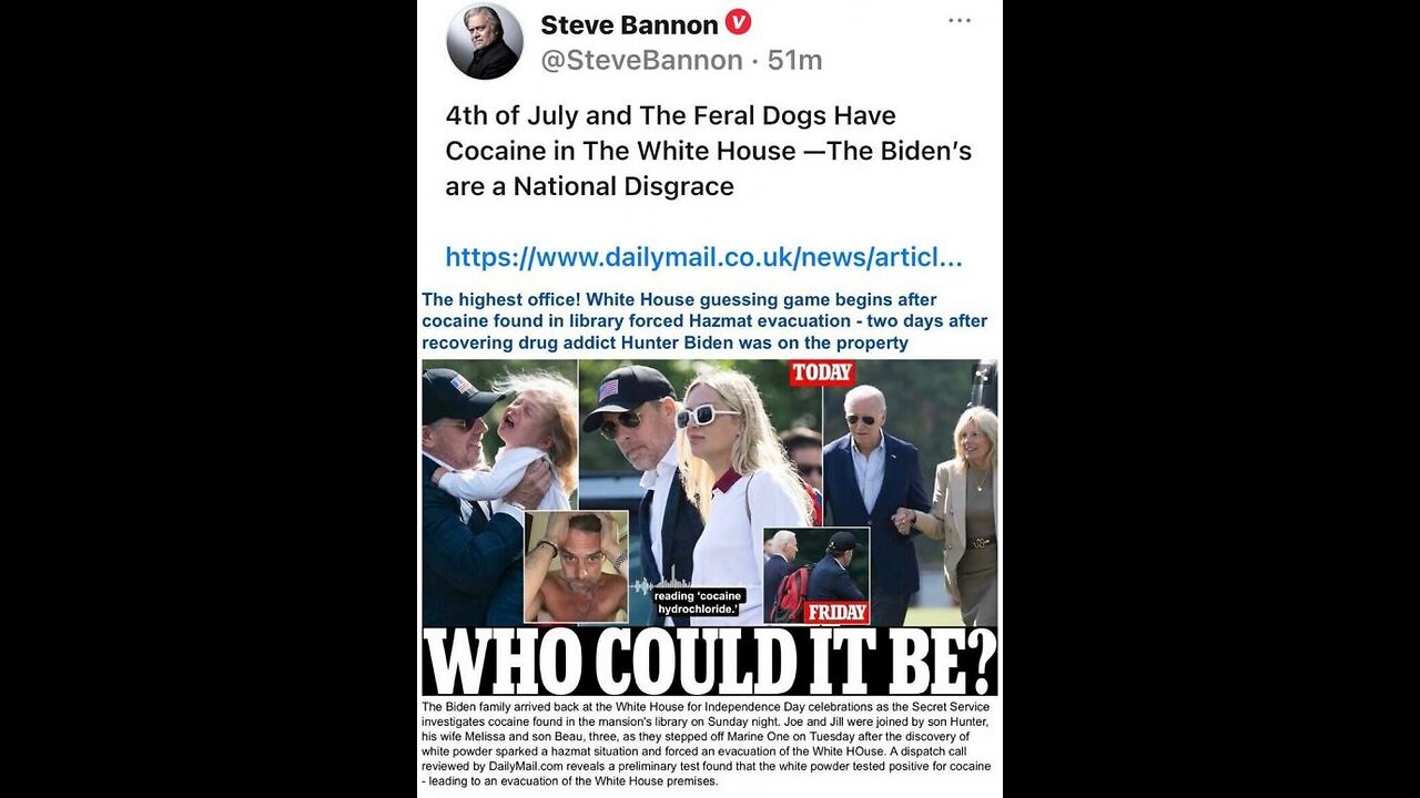 White House Evacuated After Hunter's Cocaine Stash Found on Premises 7-5-23 Salty Cracker