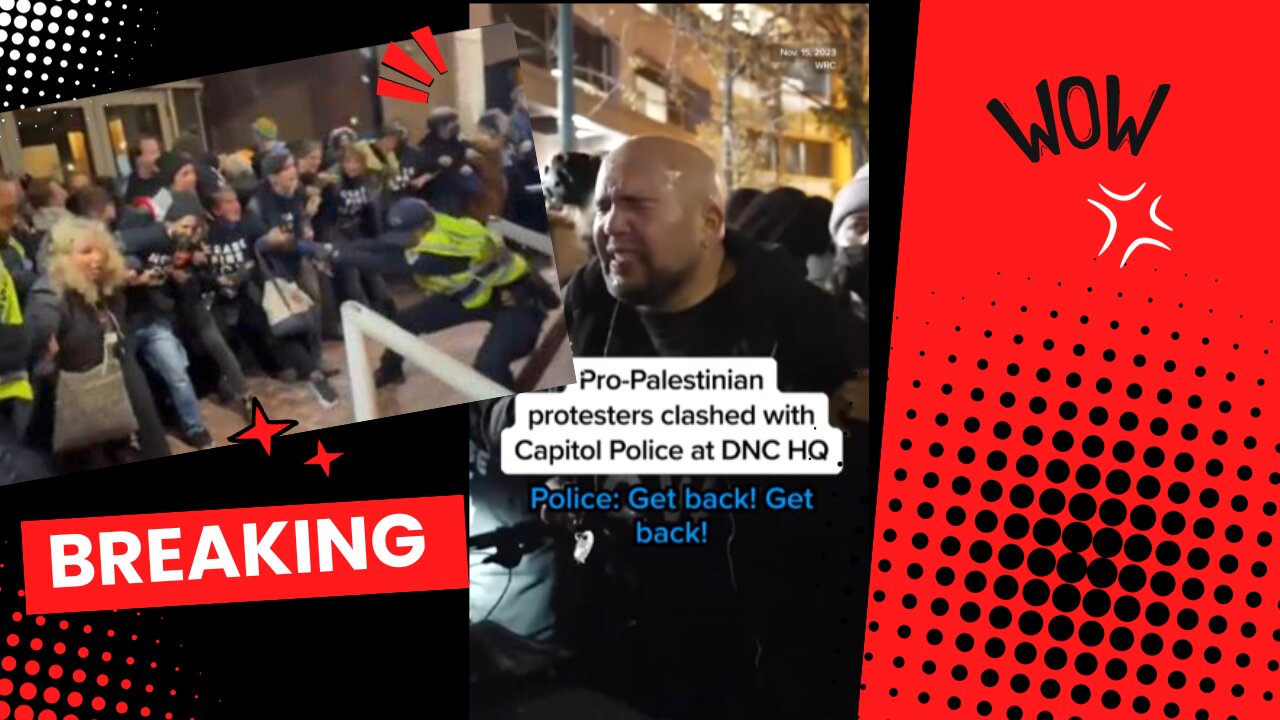 Pro-Palestinian protesters in front of DNC Headquarters in DC