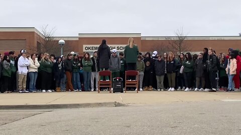 'It starts with us,' Okemos High School students hold walk-out to show support for Michigan State University