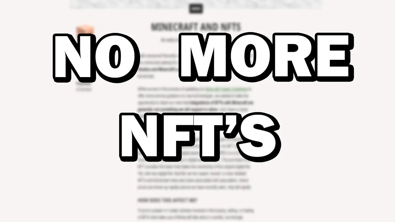 Minecraft is Banning NFT's