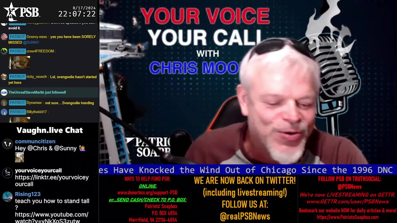 2024-08-17 22:00 EDT - Your Voice, Your Call: with Chris Moore