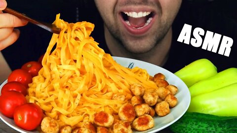 ASMR CHEESE FETTUCCINE + MEATBALLS WITH VEGETABLES | EATING SOUND (NO TALKING) 🎧 BEST SOUND