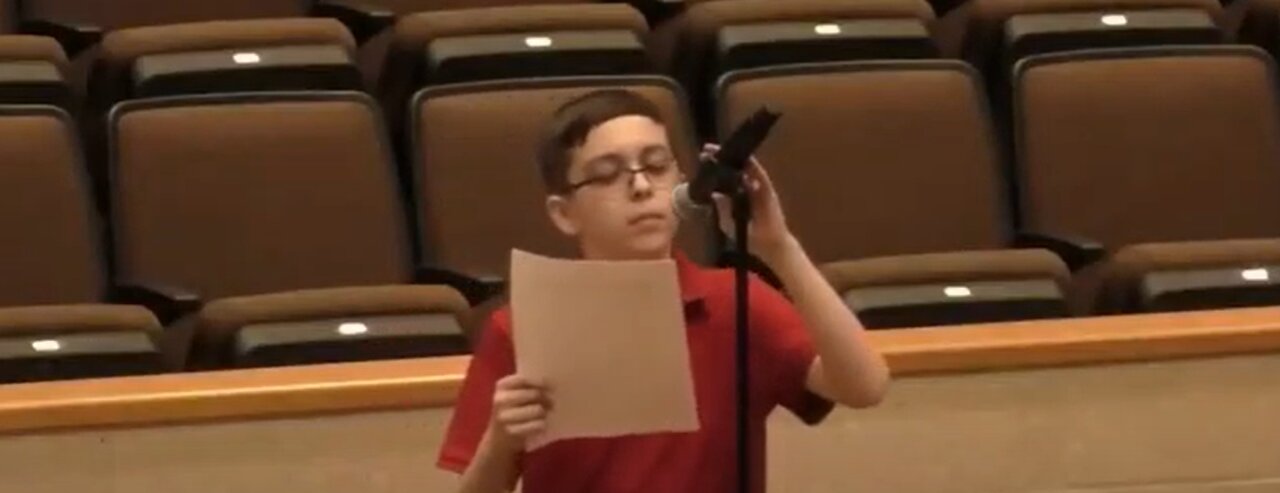 A BRAVE 12-YEAR OLD BOY SPEAKS OUT AGAINST SCHOOL BOARD AFTER EXPULSION OVER GENDER SHIRT