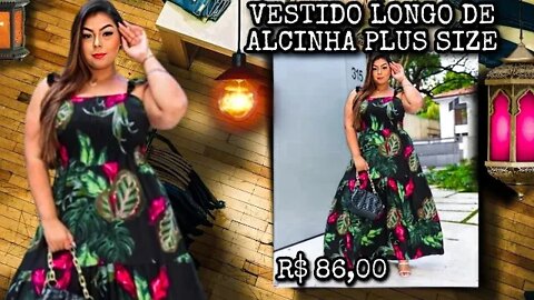 🛑 VESTIDO LONGO DE ALCINHA PLUS SIZE