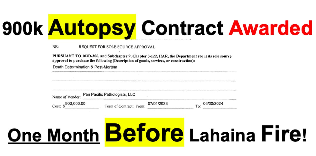 900k Autopsy Contract Awarded One Month Before Lahaina Fire!