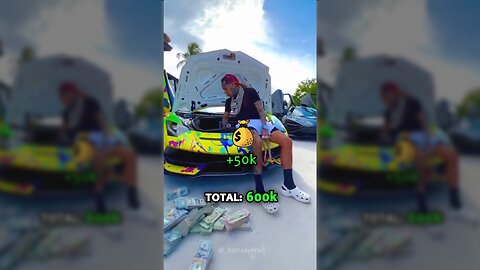 How much money 6ix9ine counts from his lamborghini #6ix9ine #rap #shorts