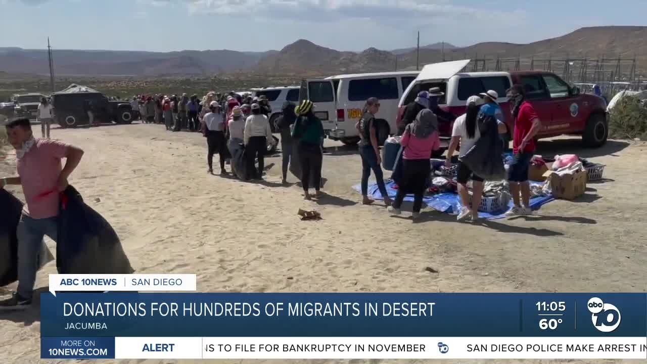 Volunteers bring donations to hundreds of migrants at border in Jacumba