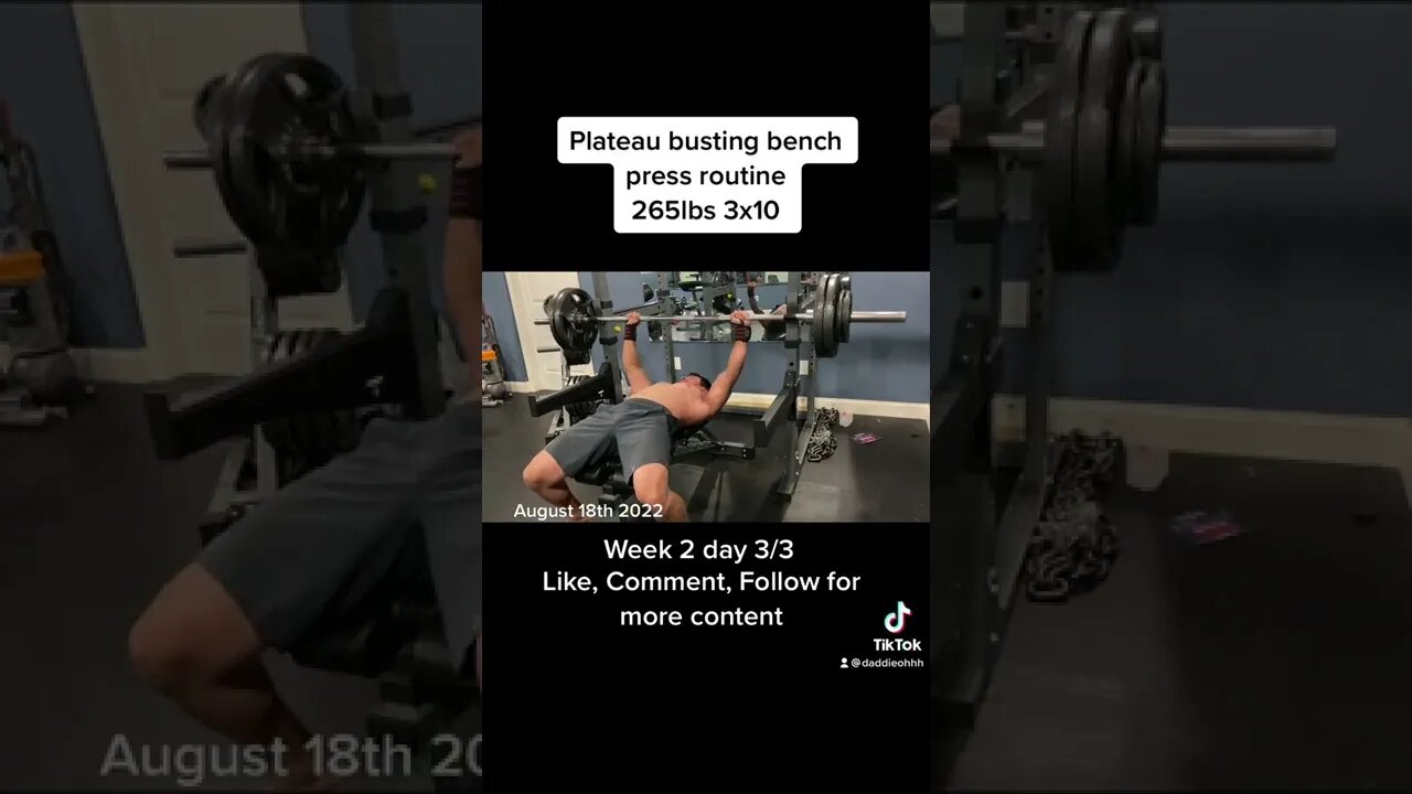 Plateau busting bench press routine 265lbs 3x10