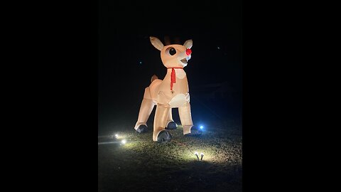 Rudolph Colossal Blow Up! Days of Prep & Fun. 14+ Feet Of Pure Christmas. Extra Lamps Really Help.