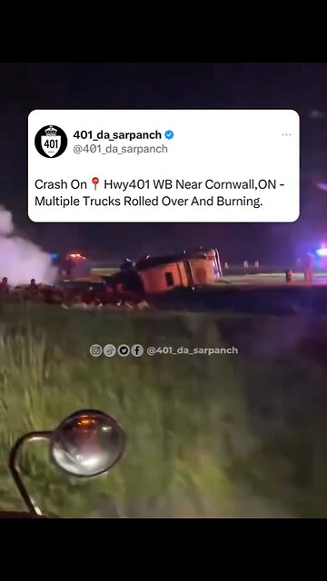Transport Truck Rolled over on highway and went on fire