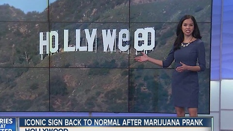 Iconic Hollywood sign back to normal after changed to "Hollyweed"