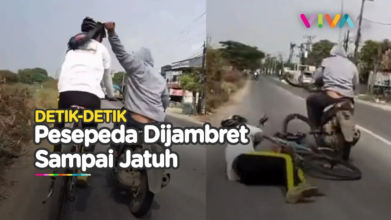 Aksi Tangan Gesit Penjambret Rampas Tas Pesepeda