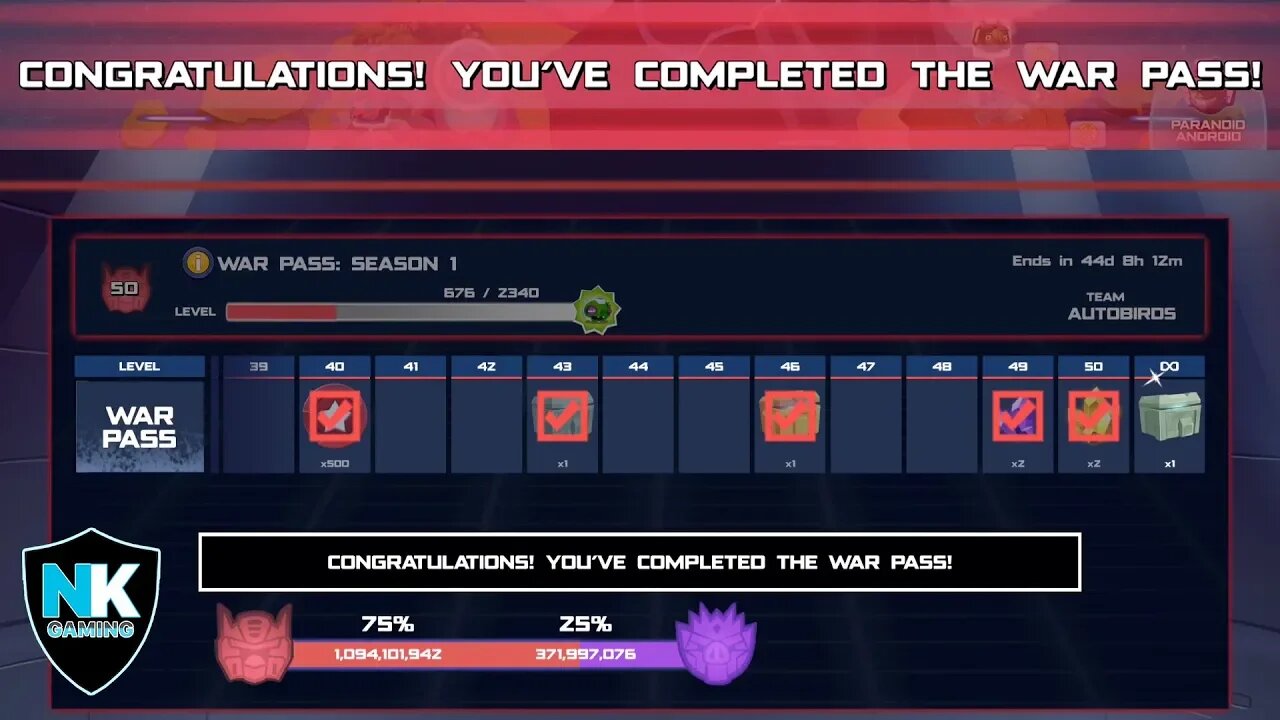 Angry Birds Transformers 2.0 - WAR PASS COMPLETED!! + Sunstreaker & Cosmos In Action