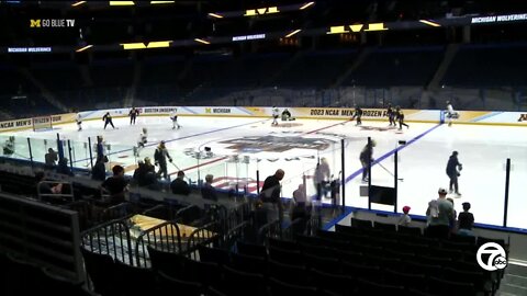 Michigan practices in Tampa ahead of Frozen Four semifinal against Quinnipiac