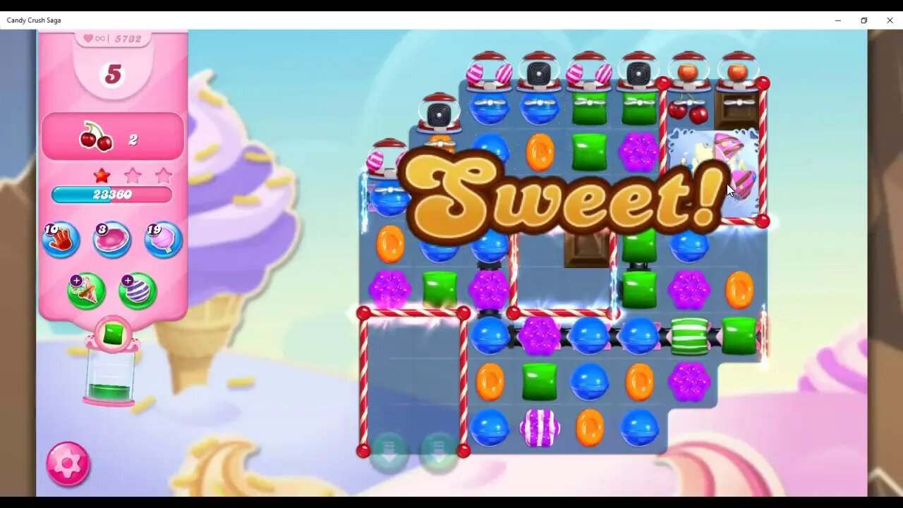 Candy Crush Level 5732 Talkthrough, 20 Moves 0 Boosters