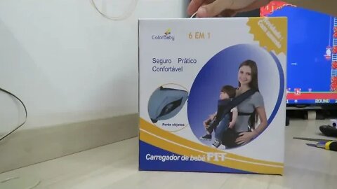 Carregador de Bebê Canguru Fit com assento e porta objeto Color Baby -Azul