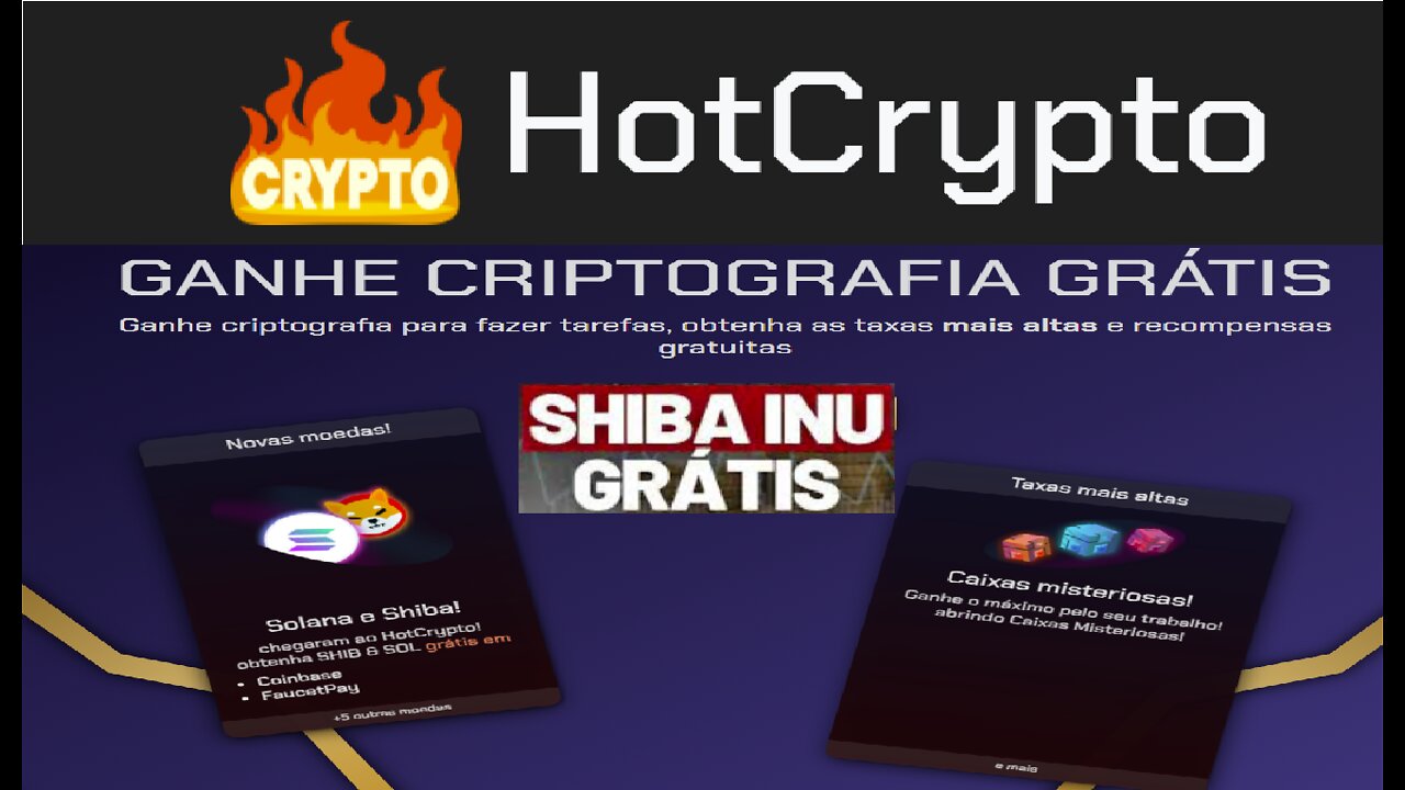 【 FAUCET HOTCRYPTO.TO 】Ganhe muitas SHIBA INU e SOLANA Grátis | FaucetPay e Coinbase | Crypto