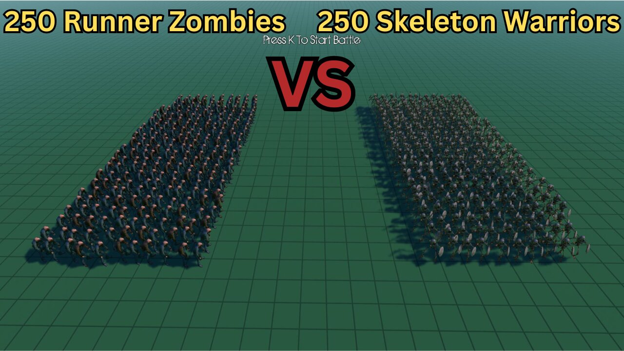 250 Runner Zombies Versus 250 Skeleton Warriors || Ultimate Epic Battle Simulator