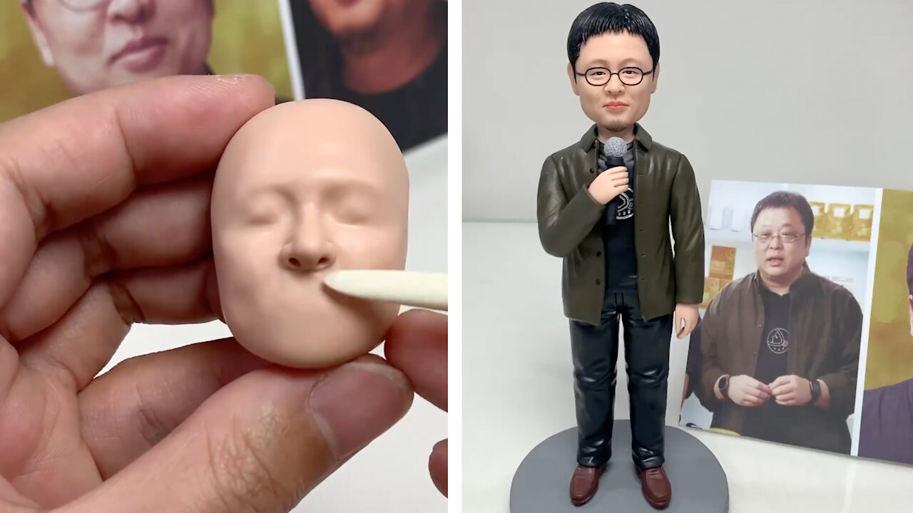 Clay sculpture - Realistic man made from polymer clay