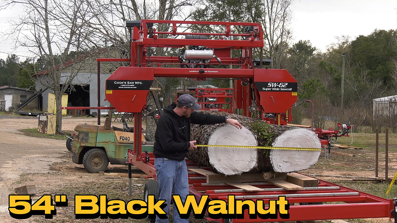 Sawing a 54" Black Walnut Log for a Neighbor