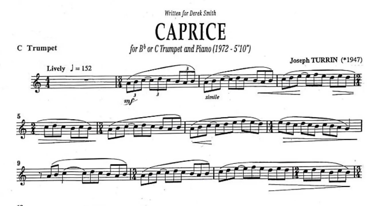 🎺🎺🎺🎺 [TRUMPET SOLO] Caprice for Trumpet and Piano by Joseph Turrin - Heinz Karl Schwebel