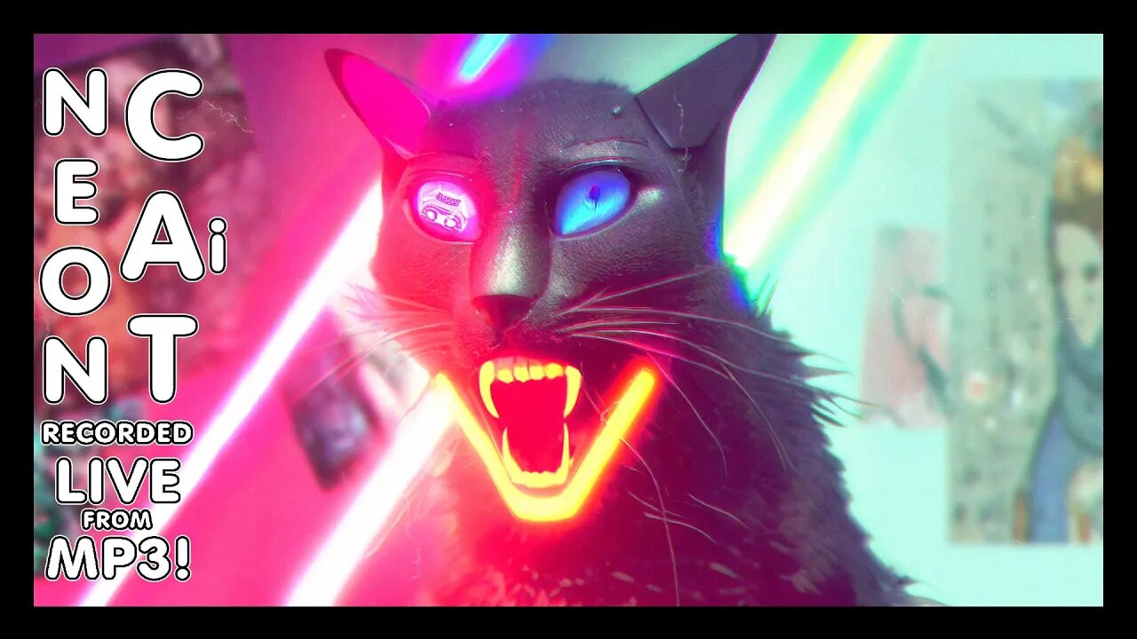 Neon Cat plays Copyright free Music with Stable Diffusion - Earns Catnip for Lexica Ai Prompts List!