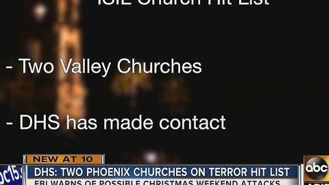 Valley churches warned for possible Christmas attacks