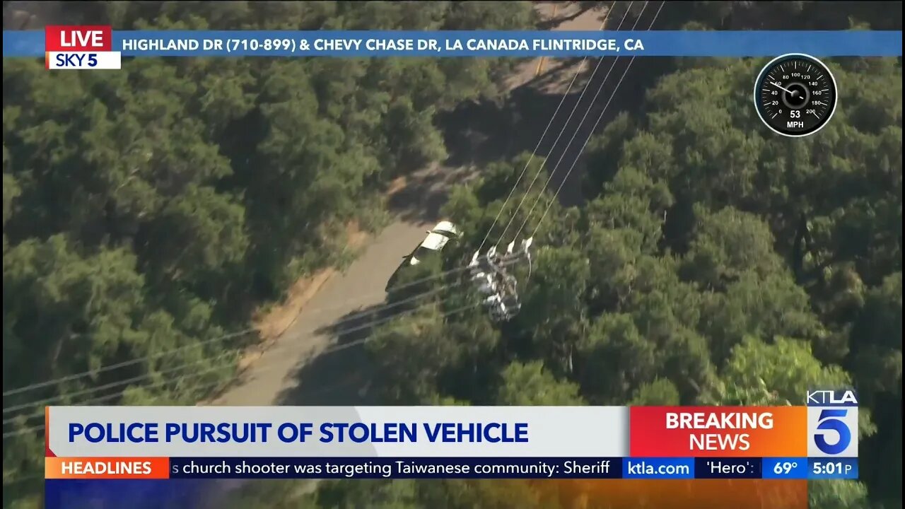 Police Pursuit Of Stolen Vehicle