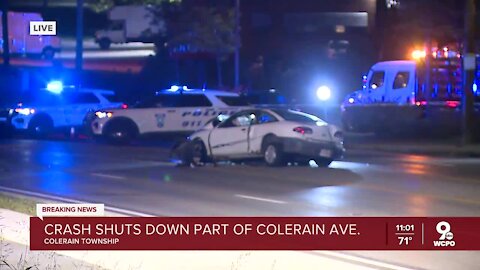 Crash shuts down part of Colerain Ave.