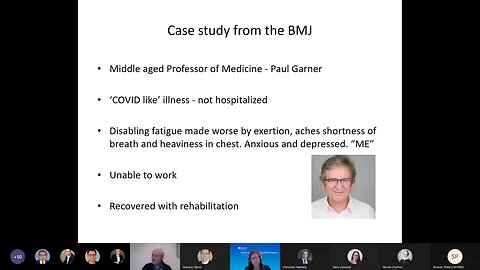 Psychiatrist Michael Sharpe misleading the viewer about Professor Paul Garner by implying he has Myalgic Encephalomyelitis (M.E.). He knows he does NOT. Coronavirus DOES NOT cause M.E. for a start. Conflating with Anxiety & Depression. Bogus Recovery