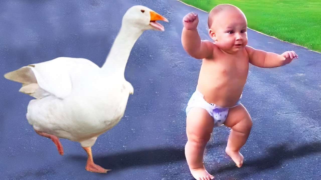 Nice Greeting! Funny Baby Say 'Hi' with Animals But...__ Just Laugh