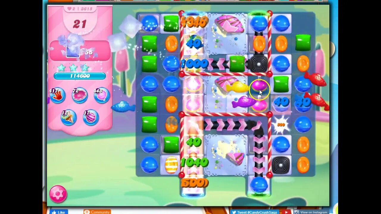 Candy Crush Level 3615 Talkthrough, 30 Moves 0 Boosters