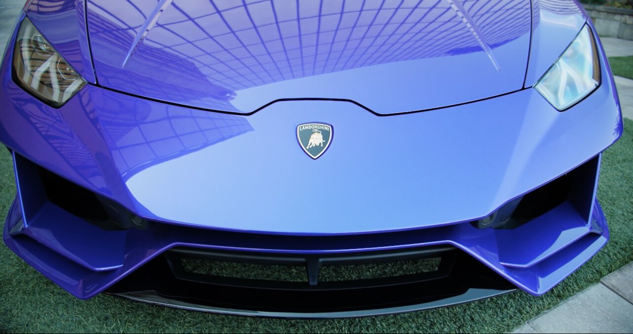 Lamborghini the front exterior of a luxury sports car