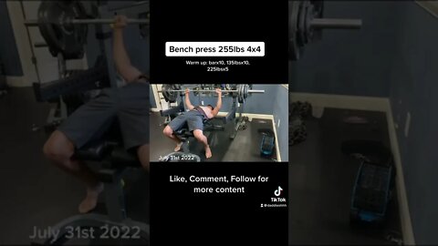 Bench press 255lbs 4x4