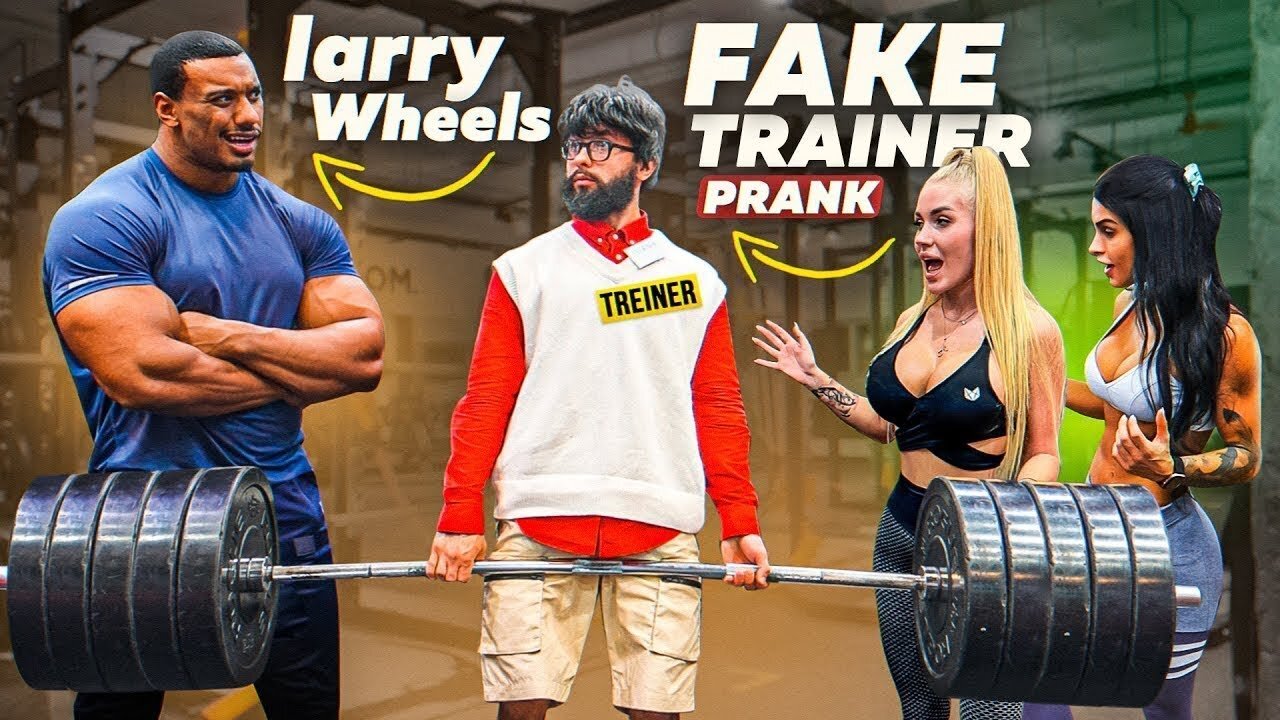 FAKE TRAINER PRANK with LARRY WHEELS - Elite Powerlifter Pretended to be a Beginner coah in Gym