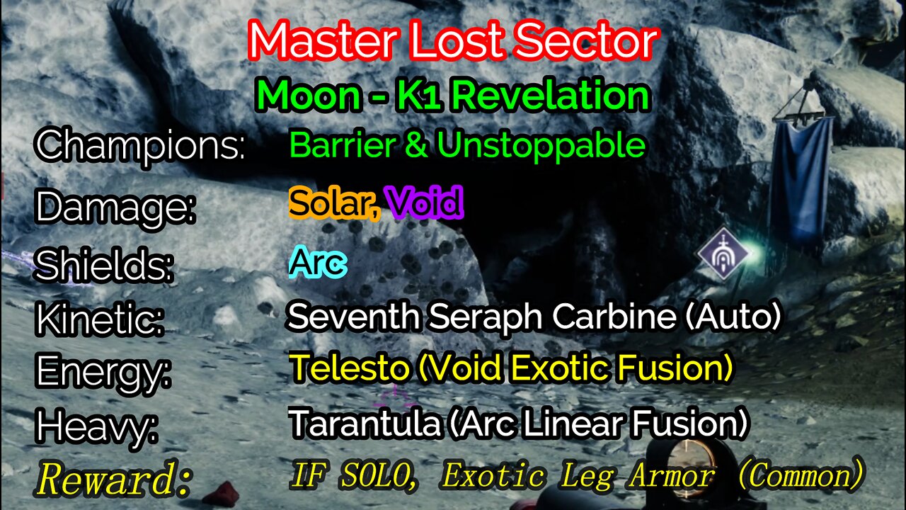 Destiny 2 Master Lost Sector: The Moon - K1 Revelation 1-22-22