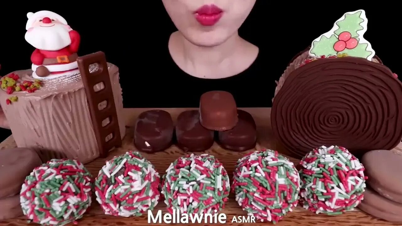 ASMR CHOCOLATE ICE CREAM CAKE, DUNKIN DONUTS, OREO 초콜릿 아이스크림 케이크, 던킨 도넛 EATING SOUNDS 디저트