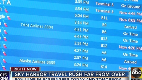 Travel rush continues at Sky Harbor Airport