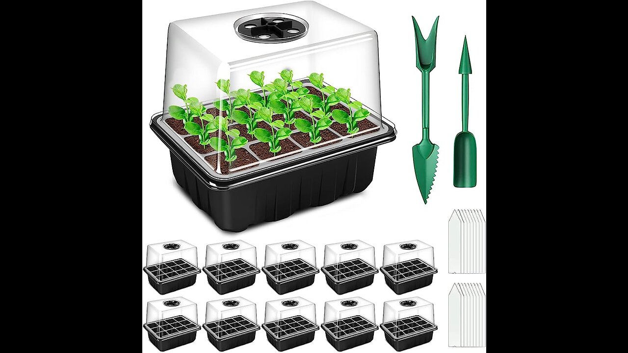 50 Cell Seedling Trays Extra Strength, 10 Pack, Seed Starter Tray for Planting, 1020 Inserts, P...