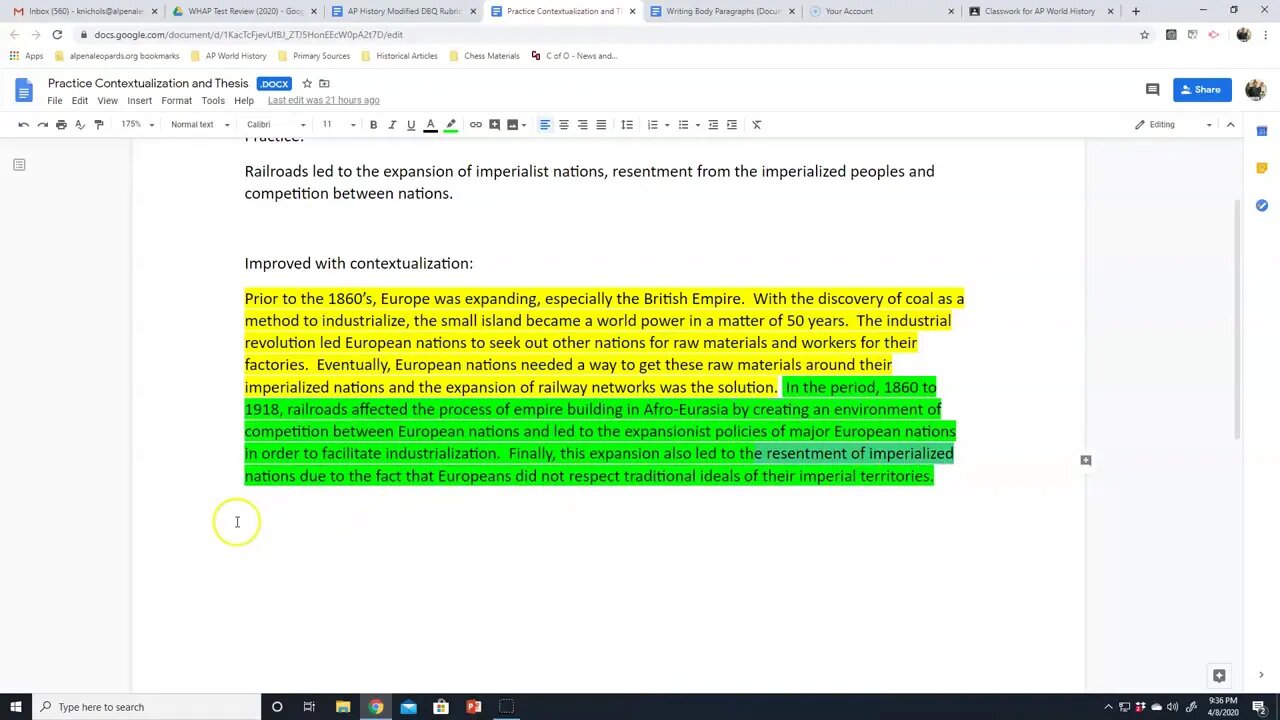 Document Use and Support Body Paragraphs