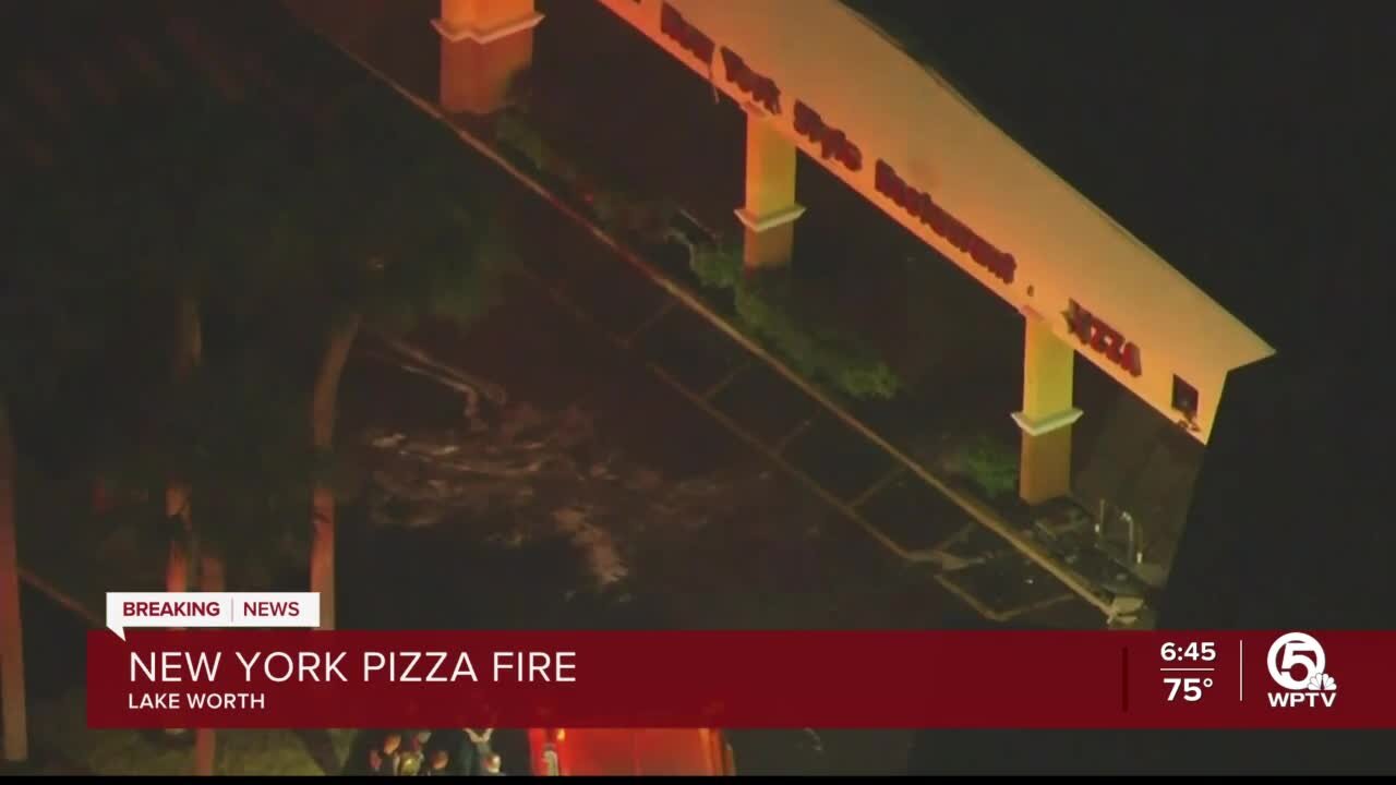 Sign, roof catches fire at New York Style Pizza & Restaurant in Lake Worth