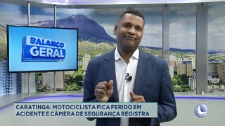 Caratinga: motociclista fica ferido em acidente e câmera de segurança registra momento