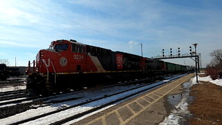 CN 3234 & CN 2800 Engines Manifest Train Eastbound In Ontario