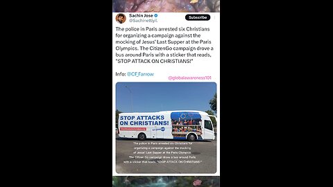 French police arrested 6 Christians for driving a bus that reads "Stop attack on Christians".