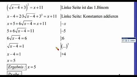 Wurzelgleichung 5 ►Zwei Wurzeln und Absolutglied