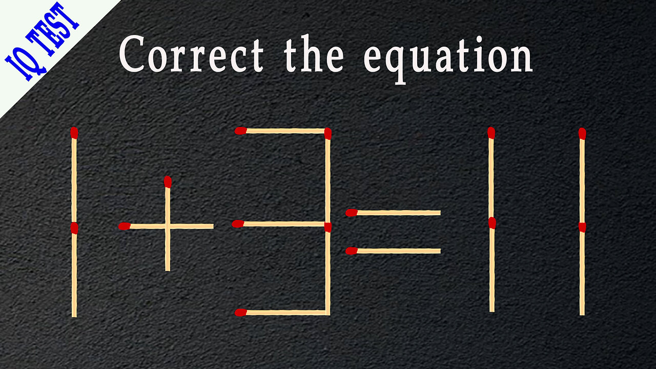 Move 1 matchstick to make the equation correct, Matchstick puzzle✔ #matches #mindtest #matchstick