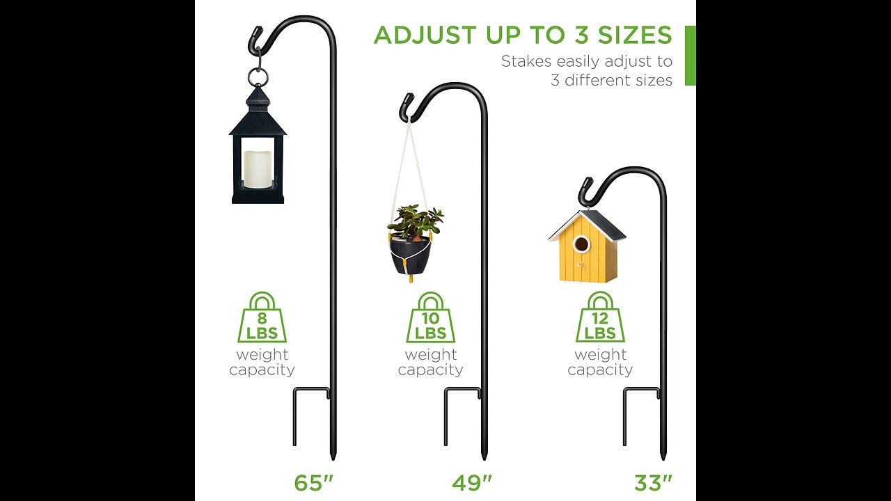 Artigarden Outdoor Shepherd Hooks 76 inch Tall for Bird Feeder (2 Packs), Adjustable Metal Gard...