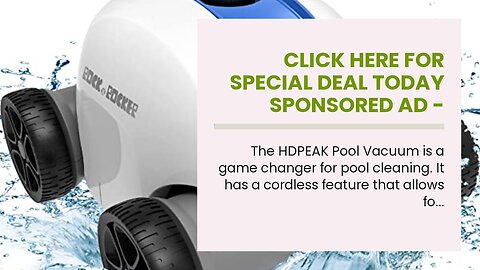 Click Here For Special Deal Today Sponsored Ad - Cordless Robotic Pool Cleaner, HDPEAK Pool Vac...